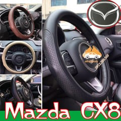Bọc vô lăng Mazda CX8 Da bò, bao tay lái ô tô da thật nguyên miếng 100% Tạo Cảm Giác Chắc Chắn bám Tay