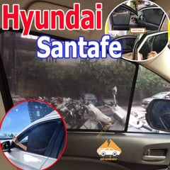 Rèm Che Nắng Xe Hyundai Santafe - Bô 4 Tấm Dính Nam Châm Hàng Loại 1