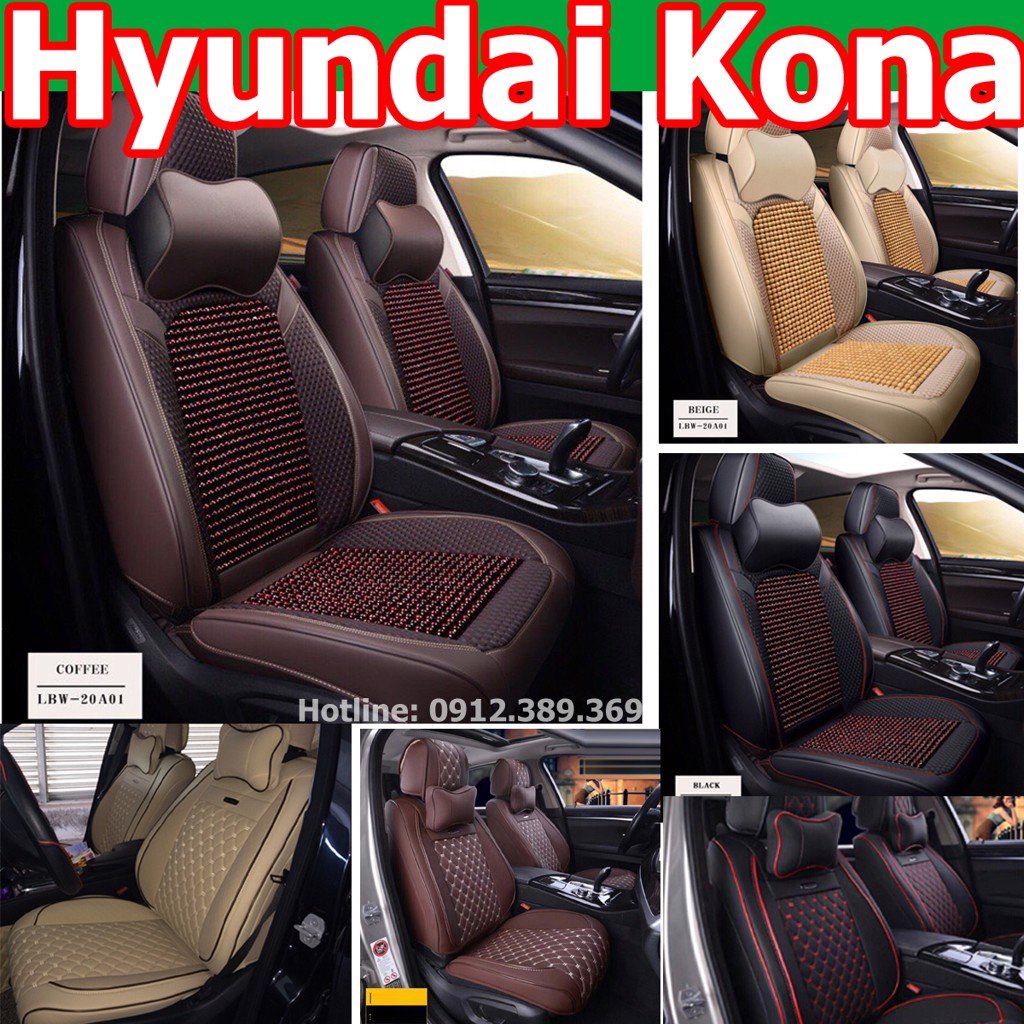 Áo Ghế Xe  Hyundai Kona Cao Cấp 9D 5 Ghế Mẫu Mới Thể Thao Ôm Kín Ghế