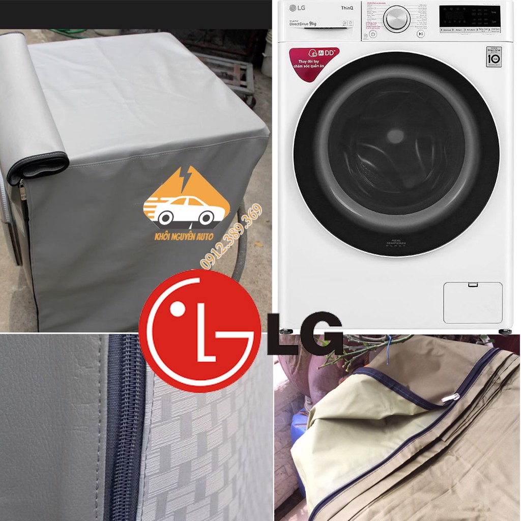 Vỏ bọc máy giặt LG Vải Dù Từ 7kg đến 15kg bọc kín các mặt Siêu Bền Màu Xanh Bộ Đội Chống Mưa Nắng Nóng