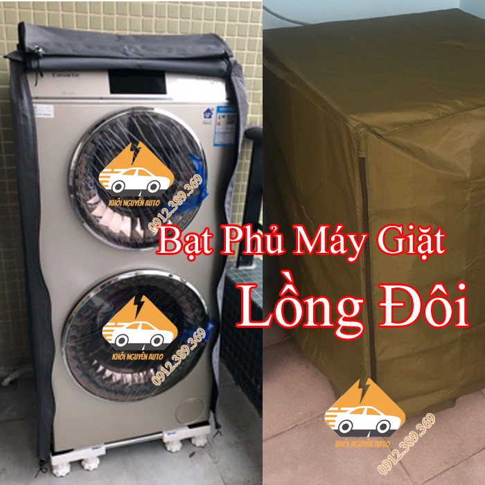 Áo Phủ Máy Giặt Lồng Đôi 2 Tầng Vải Dù 3 Lớp Siêu Bền Chống Mưa Nắng