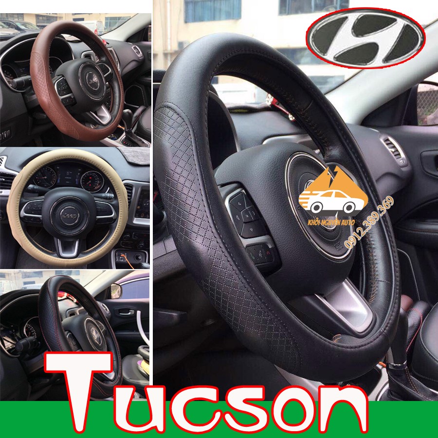 Bọc vô lăng TucSon da bò, bao tay lái ô tô da thật nguyên miếng 100% Tạo Cảm Giác Chắc Chắn bám Tay