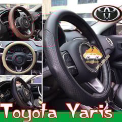 Bọc vô lăng Yaris Da bò, bao tay lái ô tô da thật nguyên miếng 100% Tạo Cảm Giác Chắc Chắn bám Tay