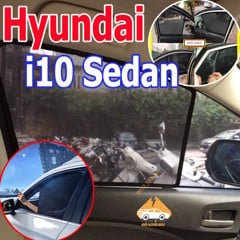 Rèm Che Nắng Xe Hyundai I10 Sedan - Bô 4 Tấm Dính Nam Châm Hàng Loại 1