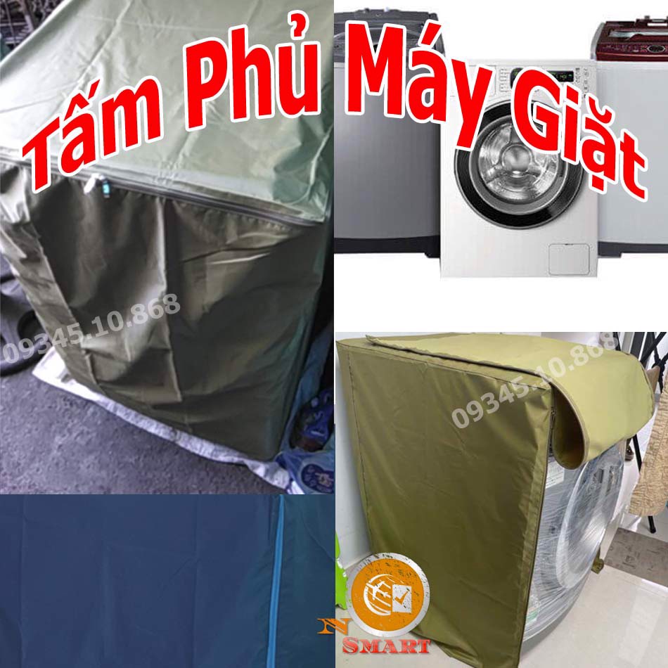 Áo trùm máy giặt Vải Dù Từ 7kg đến 15kg Siêu Bền Màu Xanh Bộ Đội Chống Mưa Nắng Nóng